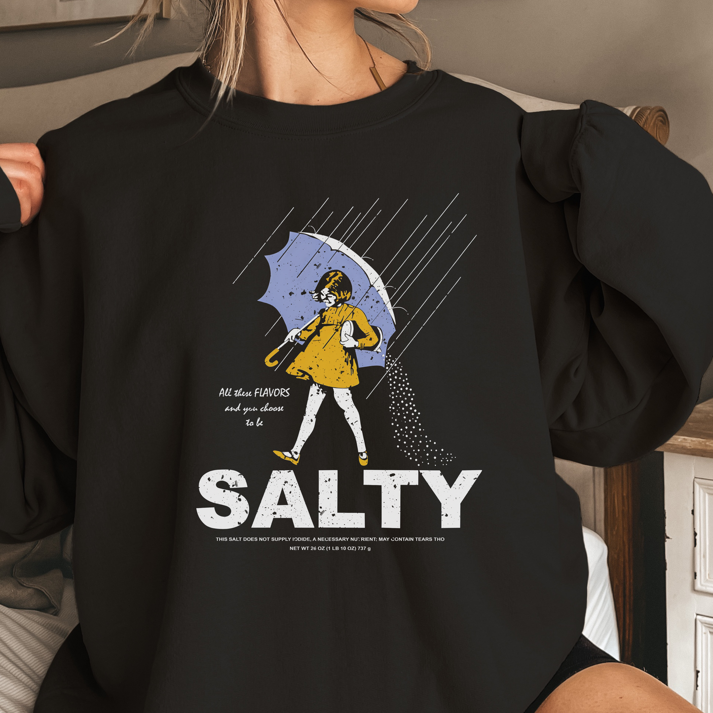 Salty - Black Crewneck or Hoodie