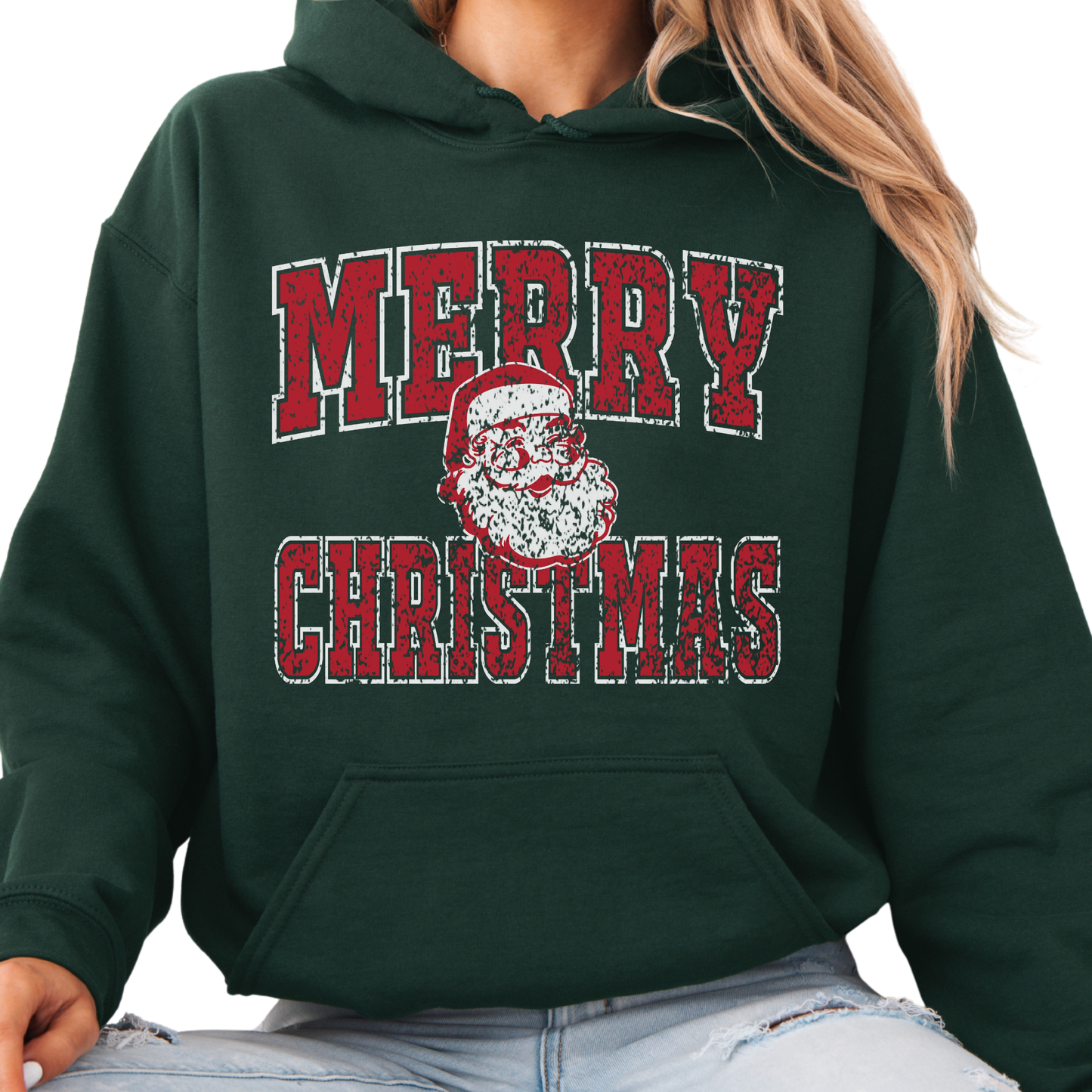 Merry Christmas Hoodie in Vintage Print