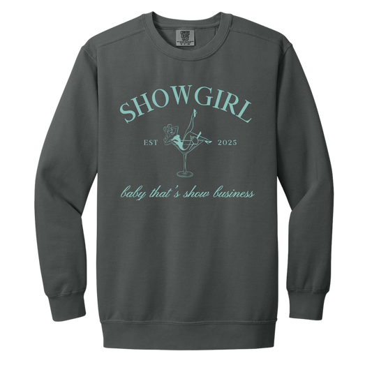 Showgirl Crewneck -  Pepper Comfort Colors Crewneck - Martini Glass Green