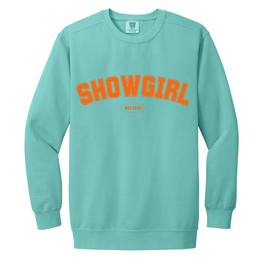 Showgirl Crewneck -  Seafoam Comfort Colors Crewneck - Varsity Orange